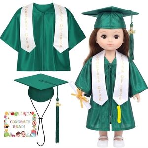 Graduation Doll Outfit Class Of 2026 Gown Cap Tassel 18 Inch Dolls Green COLOR